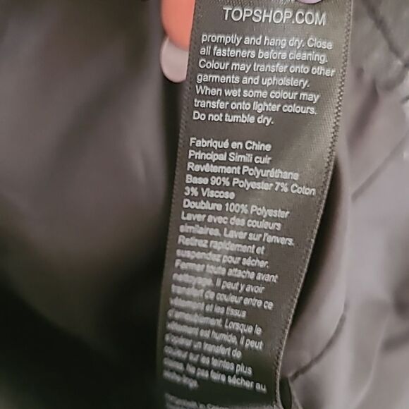 Topshop Faux Leather Bike Moto Jacket Black Size 6 Women's Vegan Silver Hardware - Picture 7 of 7